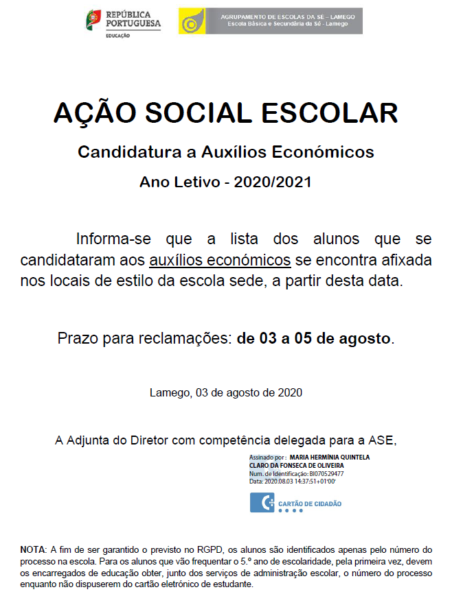 ASE - Candidatura 2020 2021