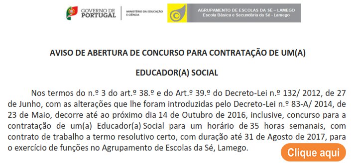 Concurso Contratação Educador Social 2016 2017