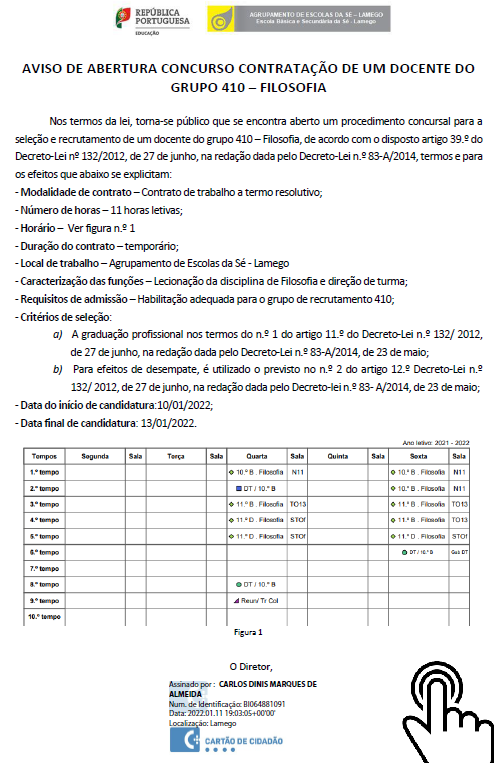 Contratação de Escola - GR 410