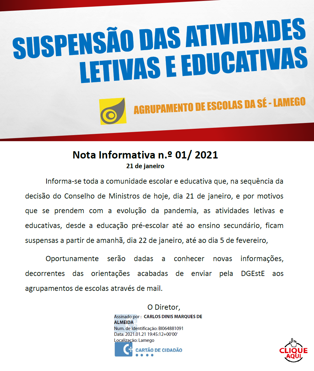 suspensao atividades letivas janeiro 2021