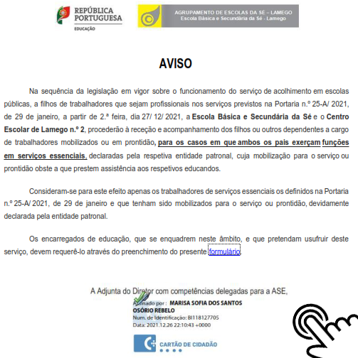 Aviso Escola Acolhimento