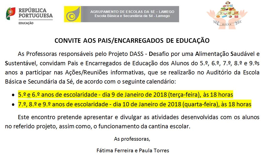 Convite Projeto DASS 1718