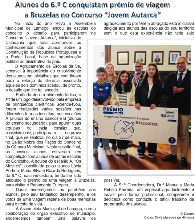 Alunos 6C conquiatam viagem Bruxelas