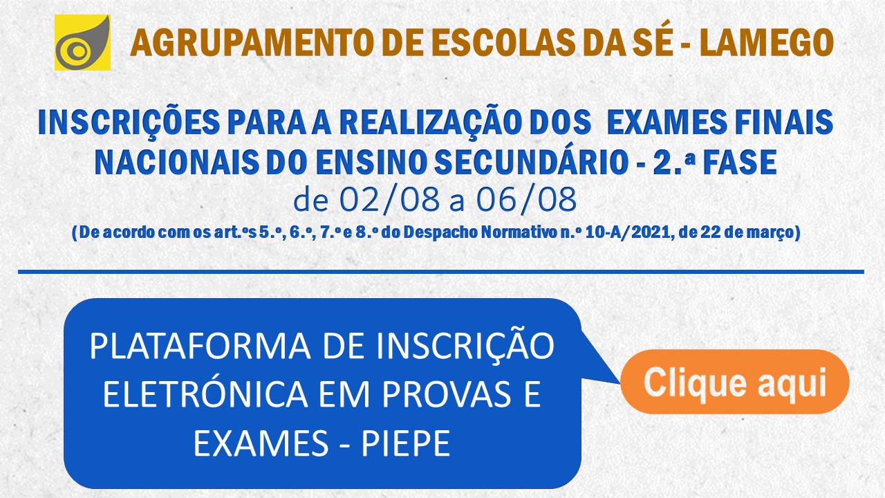 Inscrições Exames 2021 2 Fase