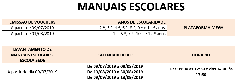 Manuais escolares cronograma