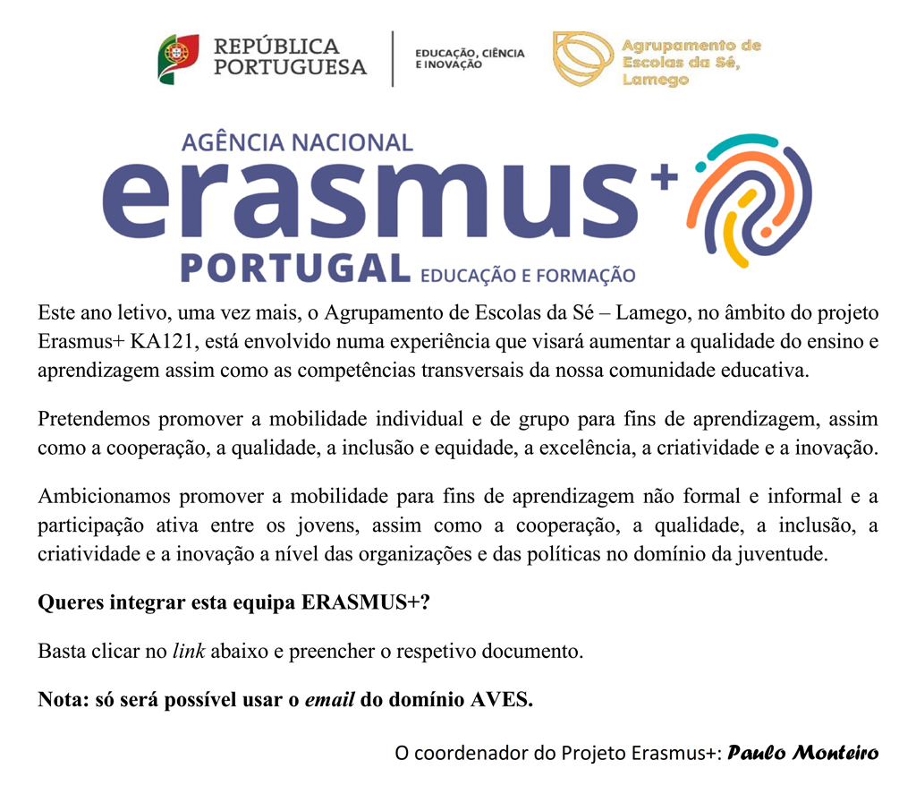 ERASMUS--Inscrições